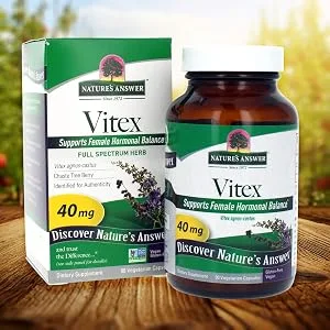 Nature's Answer Vitex Angus Castus Supplement 40 mg Capsules 90 Count | Support Female Hormonal Balance | Mensural Support | Menopause & Fertility Supplement - Vitex Agnus Castus