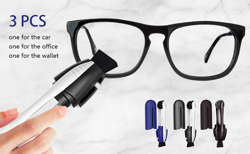 Eye Glasses Lens Cleaner (3pc) Eyeglass Cleaner Scratch Remover for Eyeglasses Microfiber Spectacles Portable Carbon Eyeglasses Cleaner Efficient and Durable Carbon Microfiber Technology - glasses cleaning kit
