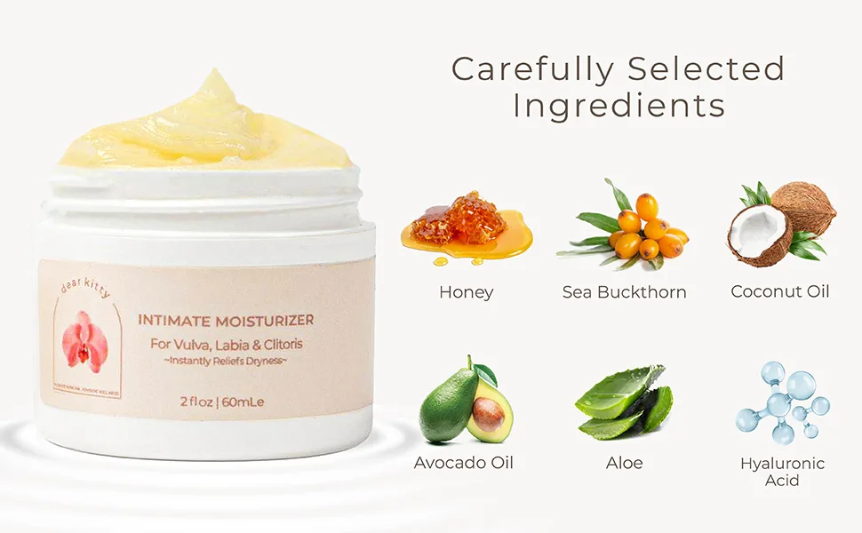 Vaginal Moisturizer for Dryness Relief - Immediate Comfort Vulva Balm - pH Balanced - Hormone-Free Menopause Support - Suitable for All Ages and Skin Types - 2oz - Dear Kitty