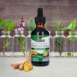 Nature's Answer Alcohol-Free Bitters with Ginger, 2-Fluid Ounces | Digestive Support | Helps with Nausea & Upset Stomach | Gas Relief | Bloat Minimizer - bitters with ginger, extract, herbal