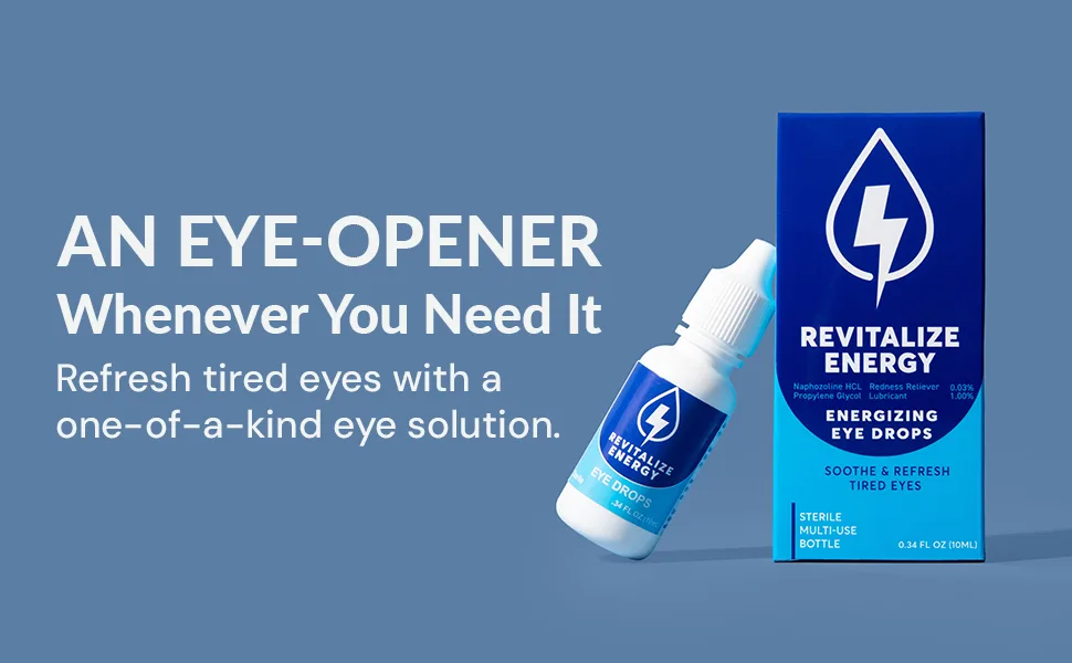 Revitalize Energizing Eye Drops - Fast Relief - Long Lasting Lubricant - Fight Screen Fatigue Dry Eyes - 0.5 Fl Oz (15 mL) .05 Fl Oz - Instant Energy & Screen Fatigue Relief