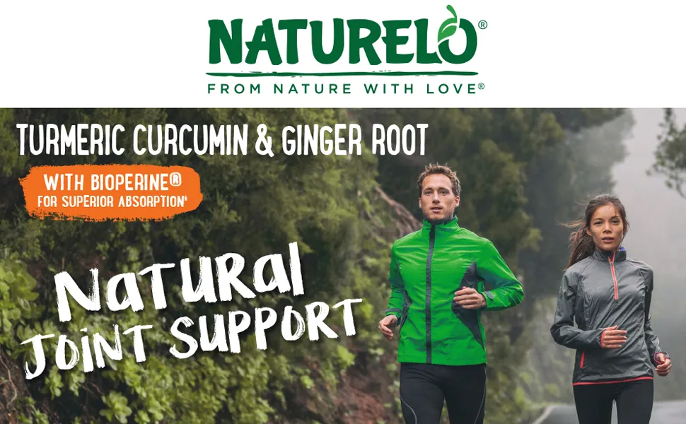 NATURELO Turmeric Curcumin - BioPerine for Better Absorption - Curcuminoids, Black Pepper, Ginger Powder - Plant-Based Joint Support - 120 Vegan Capsules 120 Count (Pack of 1) - NATURELO, Turmeric, Curcumin, Ginger, Black Pepper, Bioperine, Joint Health, Support, Vegan, Natural