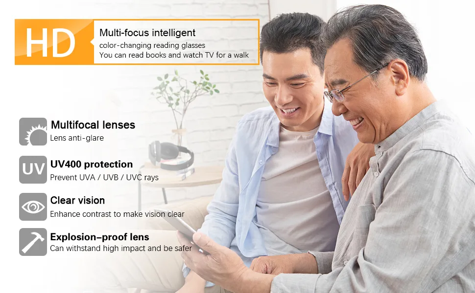 YIMI Photochromic Progressive Multifocal Reading Glasses for Men Women UV400 Computer Anti Blue Light Lightweight Eyeglasses Black 1.5 x - product information 3