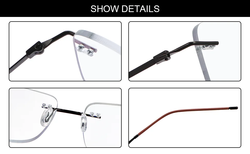 YIMI Rimless Progressive Multifocus Reading Glasses Blue Light Blocking No Line Multifocal Computer Readers for Women Men Brown 1.5 x - Titanium Alloy Memory Metal Temples