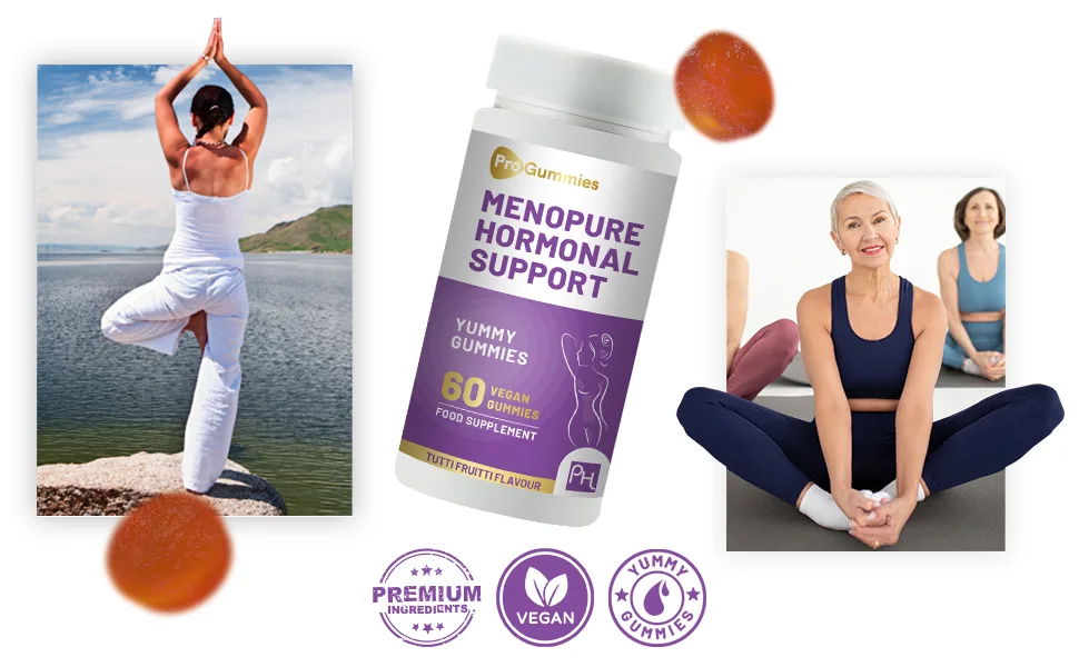 Menopure Hormonal Support 60 Vegan Pro Gummies | Menopause Support Gummies | Natural Support for Menopause & Perimenopause | Yummy Tutti Frutti Flavour by Prowise - Manopure-4