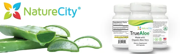 NatureCity True-Aloe 40,000mg Gel Equivalent Per Capsule (400 mg),120 Capsules - header
