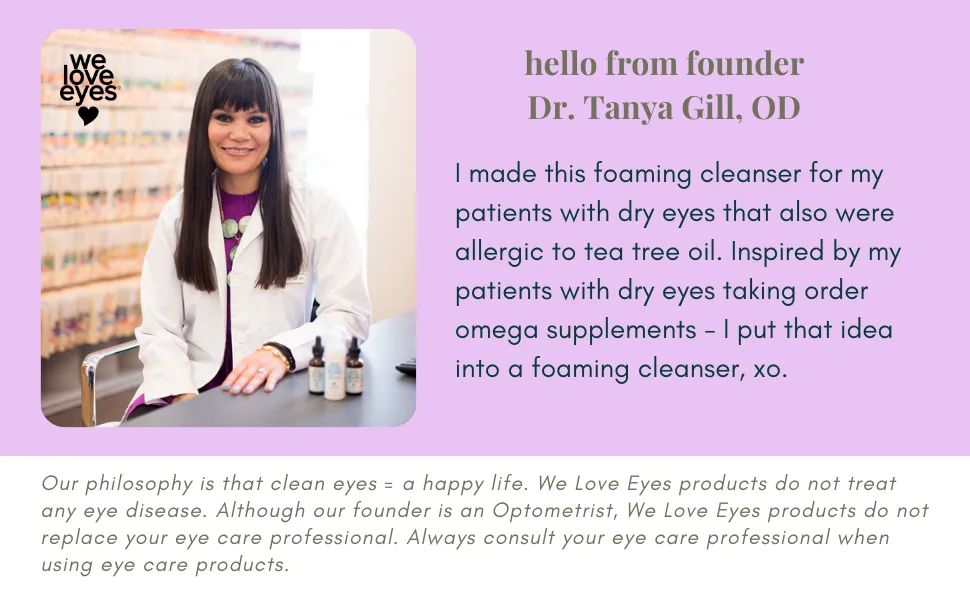 We Love Eyes - SuperGLA Eyelid & Eyelash Foaming Cleanser - Plant Based Cleanser. All Natural. Cruelty Free. Wash away makeup gently. - SUPERGLA EYELID & EYELASH FOAMING CLEANSER WE LOVE EYES
