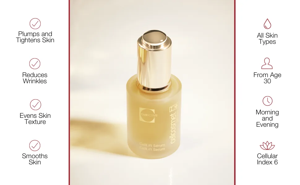 Cellcosmet CellEctive Cell Lift Face Serum - Cellular Ultra-Smoothing Plumping Serum and Anti-Aging Treatment (1 oz) - CellEctive Cell Lift Serum