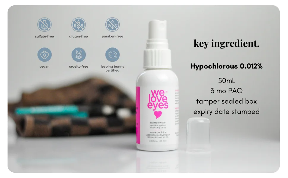 We Love Eyes - Tea Tree Water Eyelid & Eyelash Cleansing Spray - 100% Oil Free perfect for lash extensions remove debris no rinse formula - TEA TREE WATER CLEANSING SPRAY WE LOVE EYES