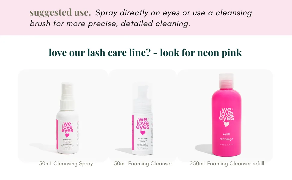 We Love Eyes - Tea Tree Water Eyelid & Eyelash Cleansing Spray - 100% Oil Free perfect for lash extensions remove debris no rinse formula - TEA TREE WATER CLEANSING SPRAY WE LOVE EYES