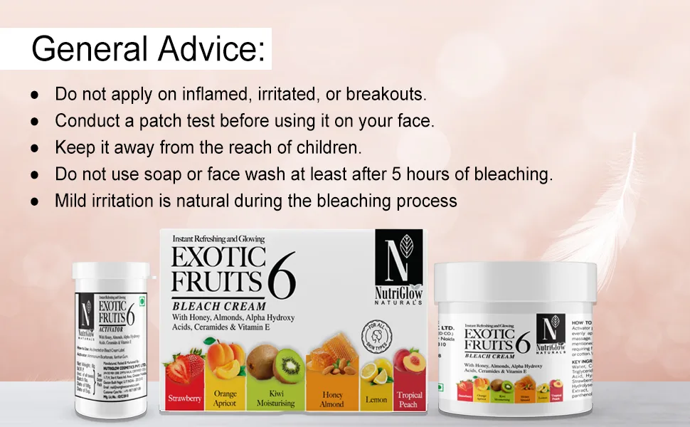 NutriGlow Natural s Exotic Fruit Bleach Cream with Honey Almond for Men & Women 43g - NutriGlow