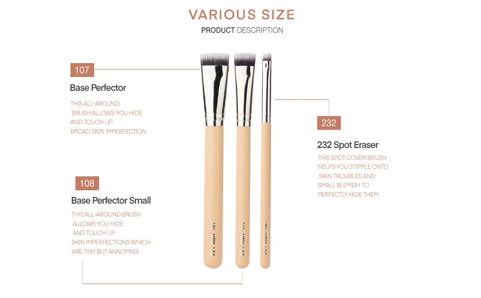 THE TOOL LAB 232 Spot Eraser - Flat Top Face Blending Liquid Cream or Flawless Cosmetics Buffing Stippling- Premium Quality Synthetic Dense Bristles Cosmetic - product information 2