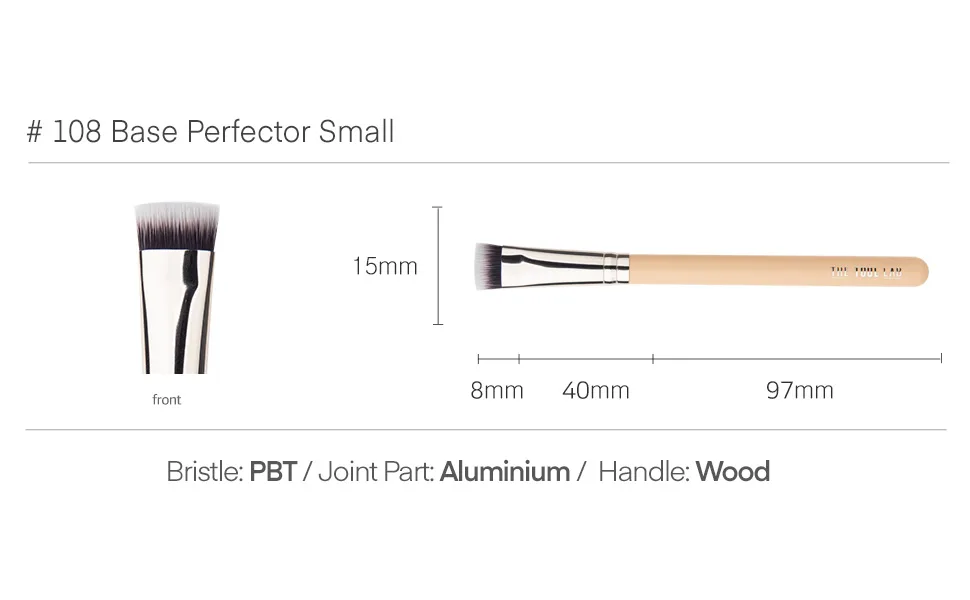 THE TOOL LAB 108 Base Perfector Small - Flat Top Face Blending Liquid Cream or Flawless Cosmetics Buffing Stippling- Premium Quality Synthetic Dense Bristles Cosmetic - product information 7