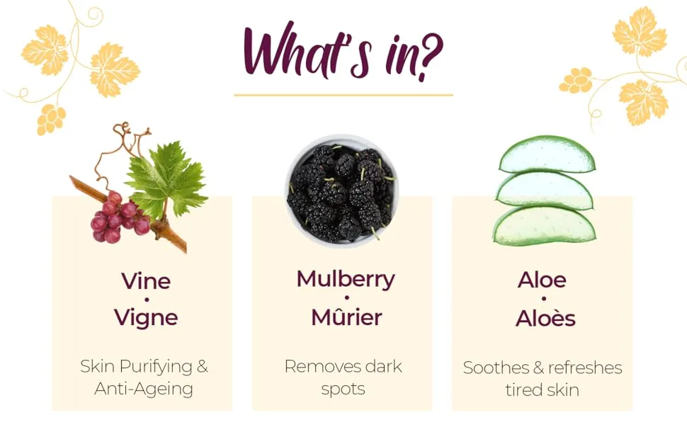 PILGRIM French Red Vine Face Scrub with Mulberry Extract & Aloe Men & Women 50gm - red vine face scrub