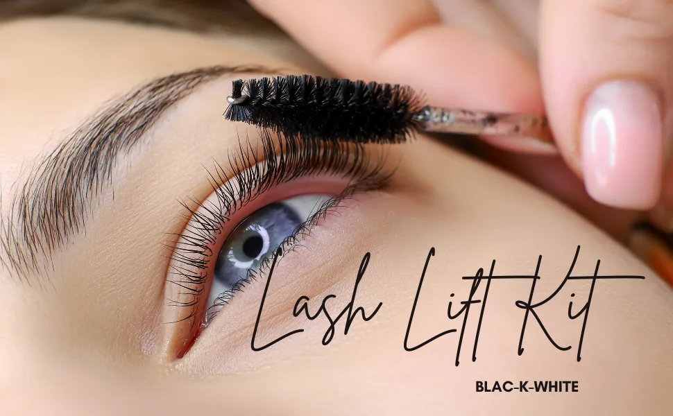 BLAC-K-WHITE Lash Lift Kit | Professional Semi-Permanent Eyelash Perming Kit | Long-Lasting Curl | Perfect for Salon & Home Use - LASH LIFT KIT