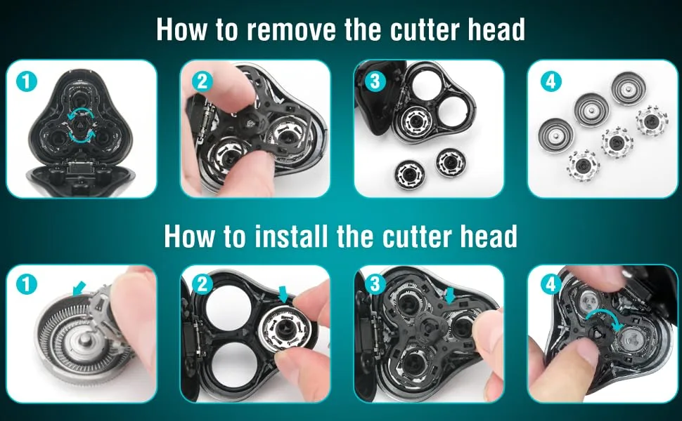 PRITECH Head Part for Electric Razor for Men Electric Face Shavers Rechargeable Shaving Men's Cordless Razors IPX7 Waterproof Wet Dry Rotary Shavers - Rotary Shavers Beard