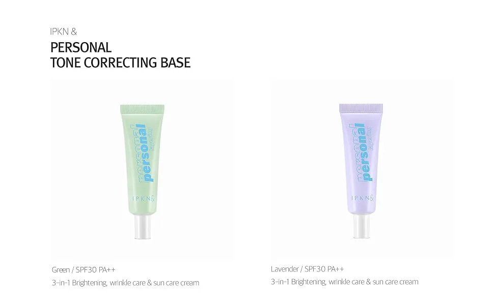 IPKN Personal Tone Correcting Base | Facial Makeup Base & Primer | Correcting Undertones & Evening Skin Tone | SPF 30 | Sensitive-Friendly | K-Beauty (Green) - product information 2