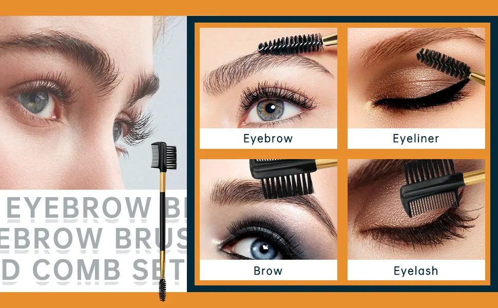 Duo Eyebrow Brush Eyelash Comb and Eyebrow Brush Double Head Eyebrow Brush Eyebrow Eyelash Makeup Grooming Tool for Defining and Shape. (Black) (Eyebrow comb) - Eyebrow Brush and Comb for eyebrow and eyelash