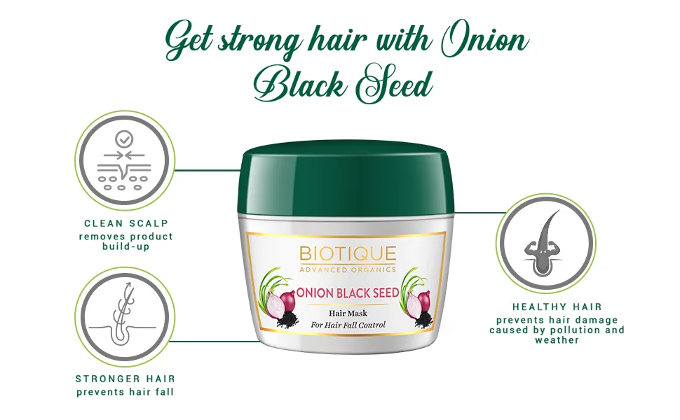 Biotique Onion Black Seed Hair Mask Ideal for Hair Fall Control 175g - cxcx