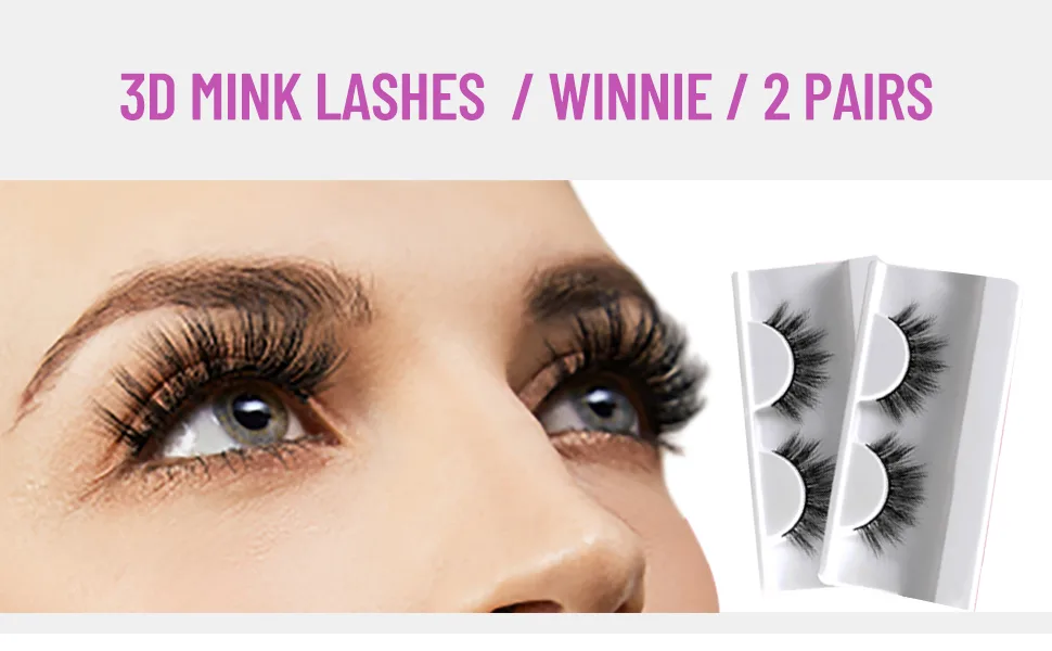 Mink Lashes 17mm 3D Reusable Natural Look Eyelashes Dramatic Eyelashes for Halloween Christmas 2 pair (GLUE IS NOT INCLUDED) - 3D Mink Lashes