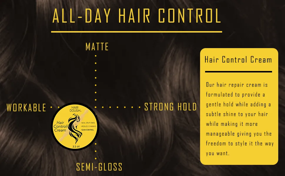 Hair Control Cream for Detangling and Binding Frayed and Separated Ends Reduce Breakage and Add Subtle Shine 3.5oz - all day control
