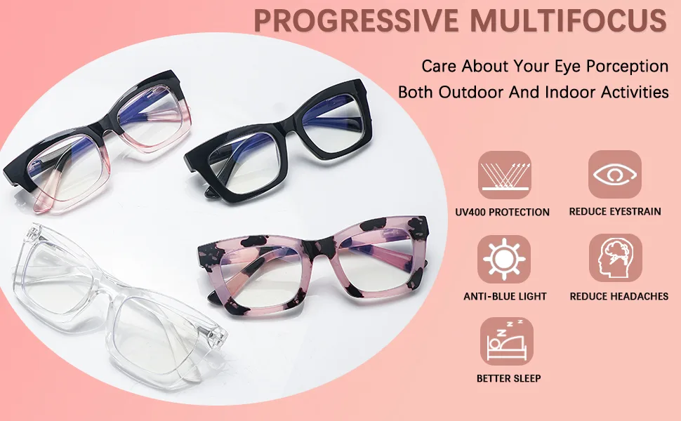 SIGVAN Progressive Multifocus Reading Glasses for Women Men Blue Light Blocking Spring Hinge Computer Multifocal Readers 4 Mix-1 1.5 x - 1.75 progressive reading glasses for women