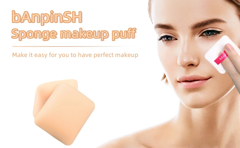 Powder Puff Wet Dry Makeup Tool Triangle Makeup Puff for Liquid Foundation Powder Cream Concealer Dry & Wet Use Air Cushion Puff (4 Pieces) (Rectangular) - maniqui para maquillaje