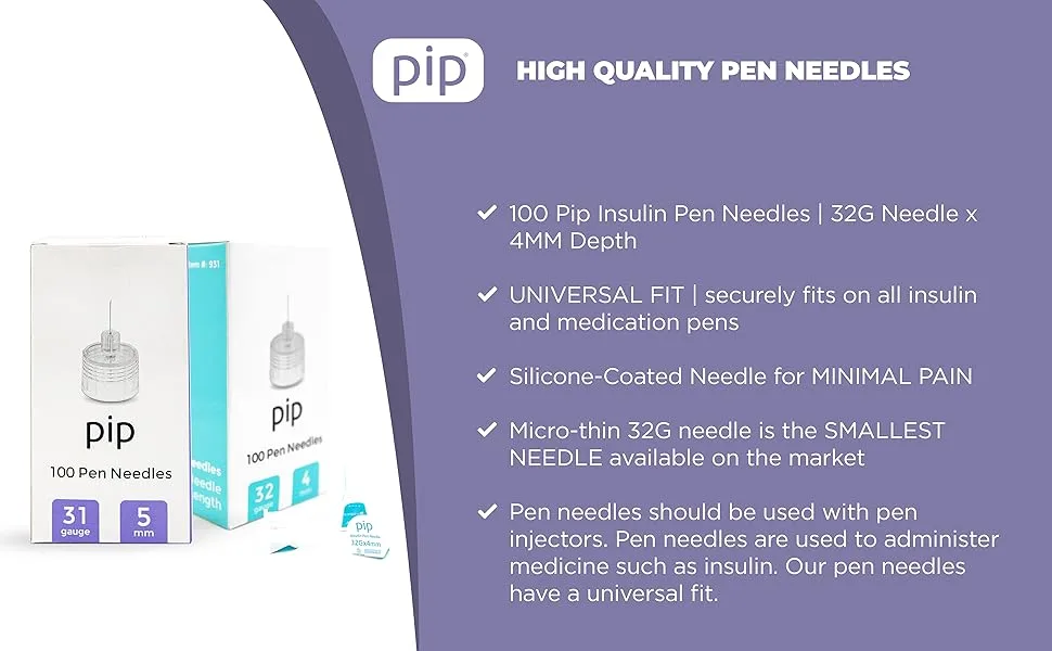 Pip Insulin Pen Needles (31G 5mm) 100 Pieces - diabetes pen