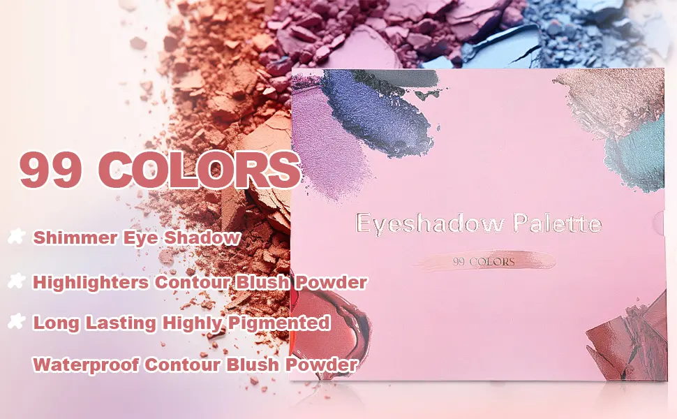 TopDirect 99 Colors Eyeshadow Palette Rainbow Colorful Eyeshadow Palette Professional Matte Glitter Makeup Pallet Long Lasting Powder Cosmetics Gift Kit - blush powder