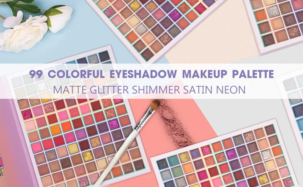 TopDirect 99 Colors Eyeshadow Palette Rainbow Colorful Eyeshadow Palette Professional Matte Glitter Makeup Pallet Long Lasting Powder Cosmetics Gift Kit - eyeshadow palette