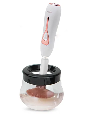 Olivia Rose Electric Makeup Brush Cleaner Spinner Deep Cosmetic Brush Cleaner with 8 Size Rubber Collars (Black) - Olivia Rose Electric Makeup Brush Cleaner