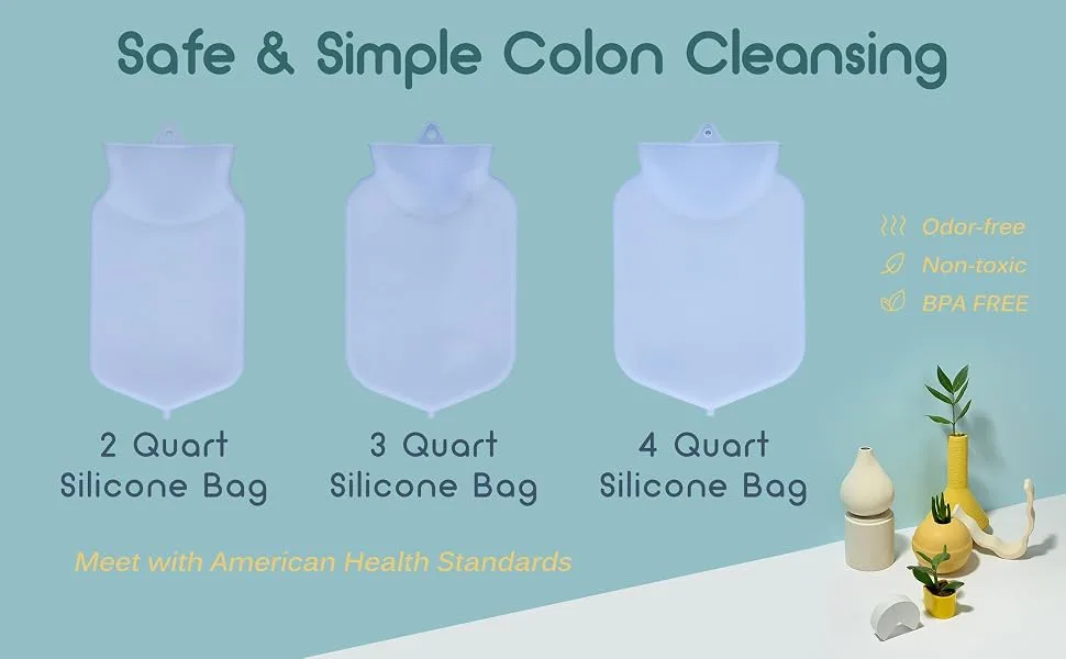 TopQuaFocus 2 Quart Enema Bag Kit Clear Non-Toxic Silicone for Coffee and Water Colon Cleanse BPA and Phthalates Free (2 Quart) - product information 2