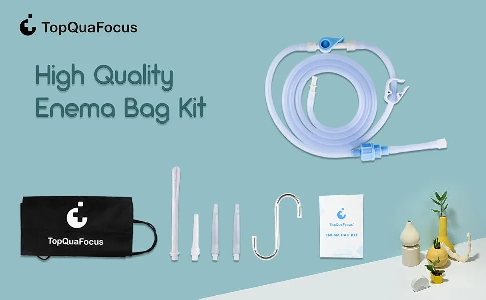 TopQuaFocus 2 Quart Enema Bag Kit Clear Non-Toxic Silicone for Coffee and Water Colon Cleanse BPA and Phthalates Free (2 Quart) - product information 3