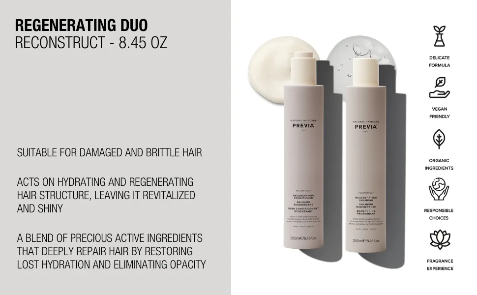 Reconstruct Regenerating Shampoo & Conditioner Set For Damaged and Brittle Hair 8.45 oz each - Regenerating Duo
