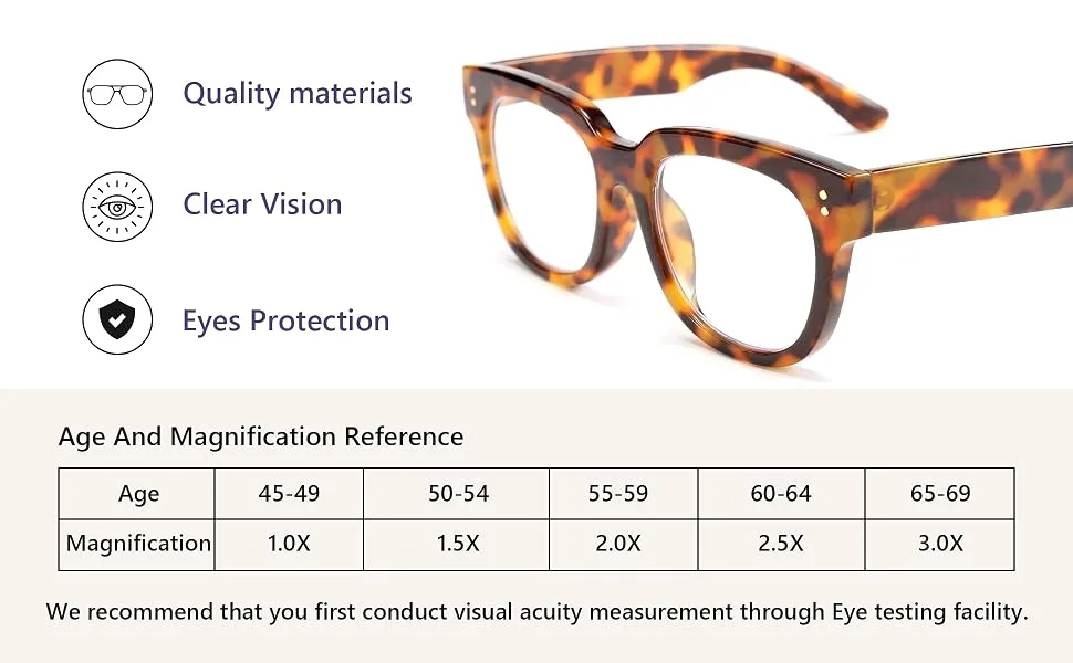FEISEDY Retro Square Thick Big Frame Blue Light Blocking Reading Glasses Anti Glare Digital Eyestrain Reader B2523 Mix Amber 2.0 x - 2523
