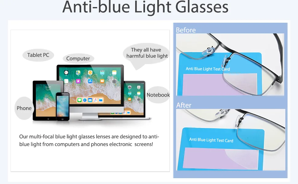 Progressive Multifocus Reading Glasses Semi Rimless Blue Light Blocking Glasses For Men Women TR90 Multifocal Readers Black Frame - Clear Lense 2.0 x - product information 6