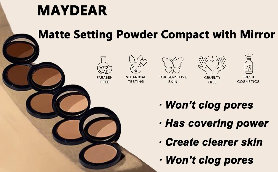 Maydear Pressed Powder Foundation A Powder Foundation and Concealer in one Matte Natural Weightless Longwearing Mocha - Pressed Powder