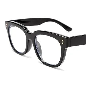 FEISEDY Retro Square Thick Big Frame Blue Light Blocking Reading Glasses Anti Glare Digital Eyestrain Reader B2523 Black 1.75x - Black
