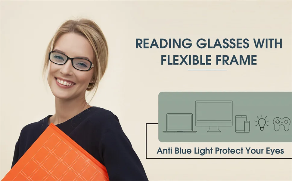 FEISEDY Fashion Rectangle Reading Glasses Womens Blue Light Blocking Glasses Fox Style Lightweight Anti Glare Reader B2344 Black 1.5 x - product information 2