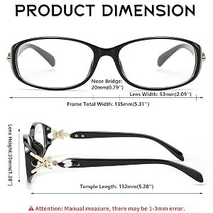 FEISEDY Fashion Rectangle Reading Glasses Womens Blue Light Blocking Glasses Fox Style Lightweight Anti Glare Reader B2344 Black 1.5 x - product information 7