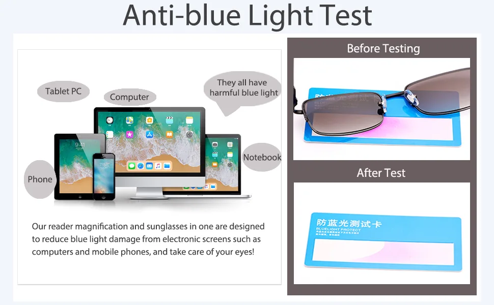 Full Lens Reading Sunglasses with Readers for Men Women Blue Light Blocking UV400 Magnifying Tinted Glasses Hinges Black 1.5 x - product information 6