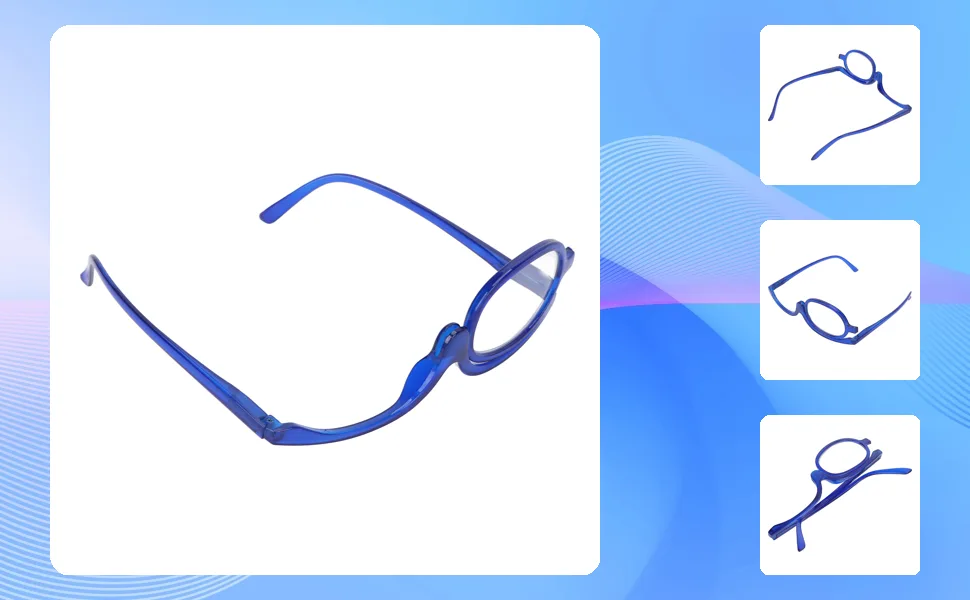 Portable Makeup Glasses Professional Flip Down Makeup Glasses Switchable Lens for Makeup Blue (+4.00) - 1411220100812-1