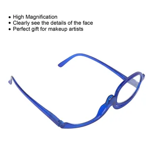 Portable Makeup Glasses Professional Flip Down Makeup Glasses Switchable Lens for Makeup Blue (+4.00) - 1411220100812-2