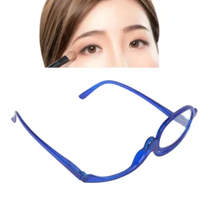 Portable Makeup Glasses Professional Flip Down Makeup Glasses Switchable Lens for Makeup Blue (+4.00) - 1411220100812-3