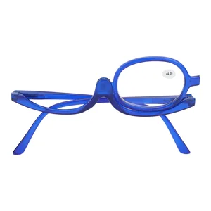 Portable Makeup Glasses Professional Flip Down Makeup Glasses Switchable Lens for Makeup Blue (+4.00) - product information 2