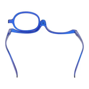 Portable Makeup Glasses Professional Flip Down Makeup Glasses Switchable Lens for Makeup Blue (+4.00) - product information 3
