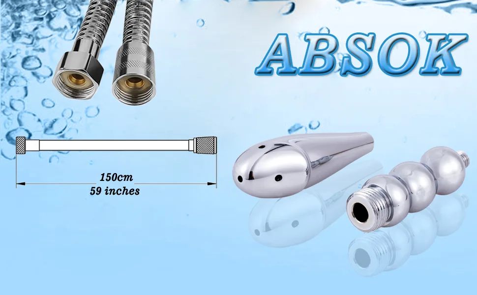 Metal Shower Aluminum Cleaner Douche System Cleaner Shower Douche Enema Kit - Shower Douche Cleansing System and 59 inch Hose - shower head