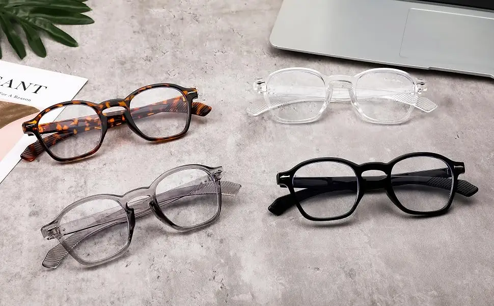 FEISEDY Women Men Blue Light Blocking Computer Glasses Retro Small Round Sqaure Frame Eyewear B2928 Black Frame 50 Millimeters - product information 2