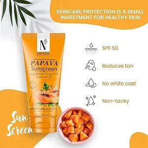 NutriGlow NATURAL'S Advanced Pro Formula Papaya Sunscreen SPF 50 No White Cast Lightweight For Oily & Dry skin 3.5Oz - nutriglow