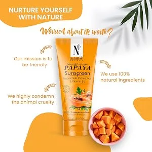 NutriGlow NATURAL'S Advanced Pro Formula Papaya Sunscreen SPF 50 No White Cast Lightweight For Oily & Dry skin 3.5Oz - nutriglow